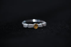 Monment Muse|925 silver gem bow diamond ring white 18K gold