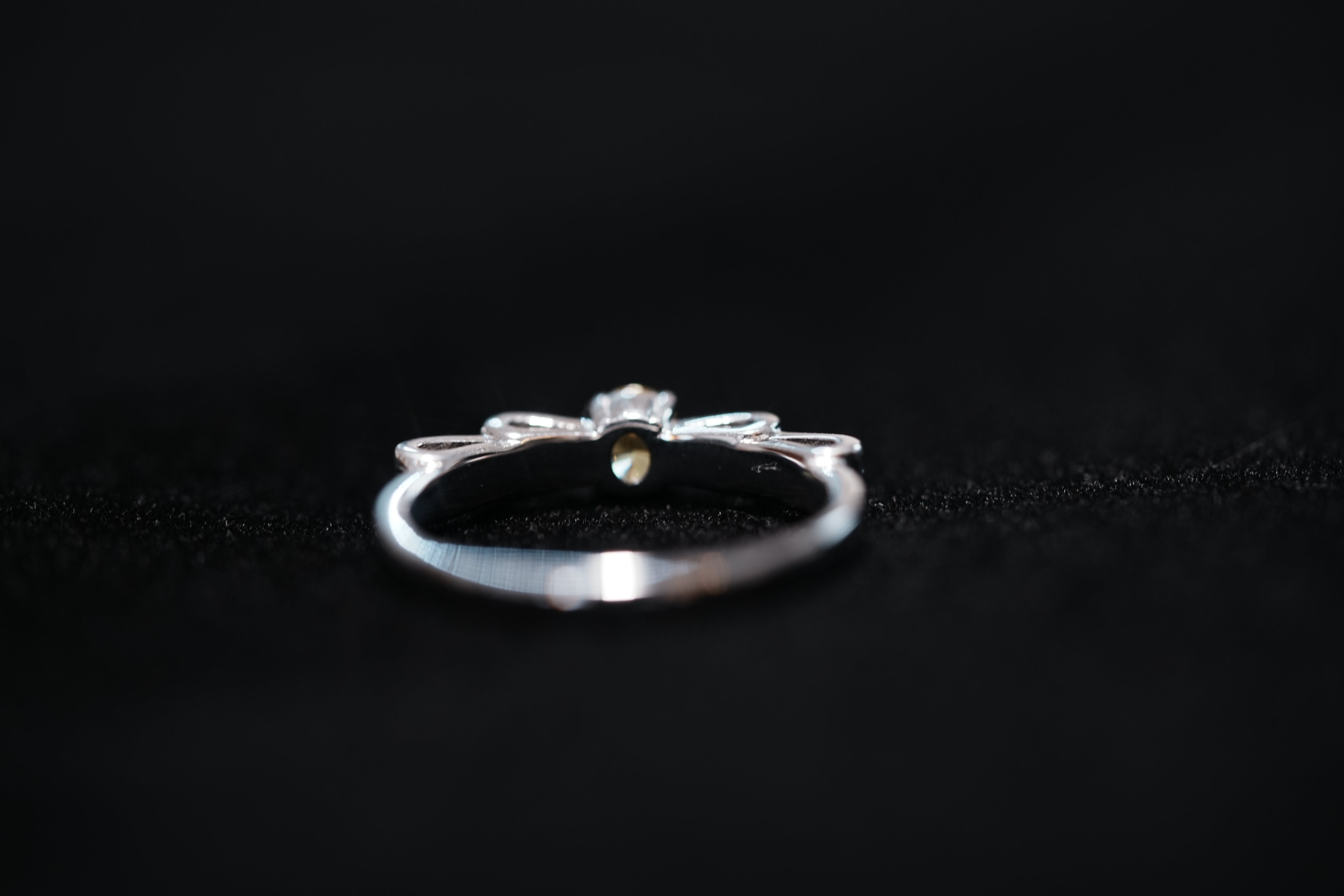 Monment Muse|925 silver gem bow diamond ring white 18K gold