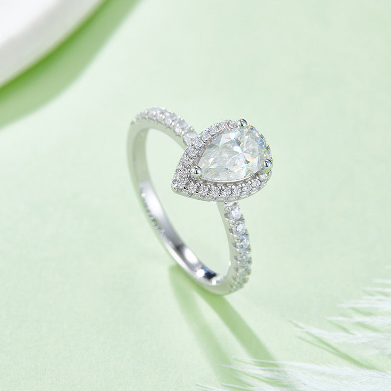 Monment Muse|925 silver  Proposal Mossan diamond ring white 18K gold Eternal ring