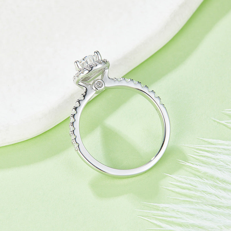 Monment Muse|925 silver  Proposal Mossan diamond ring white 18K gold Eternal ring