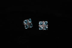 MOMENT MUSE|925 silver Ice blue small cube sugar moissanite diamond Simple stud earrings 18k gold