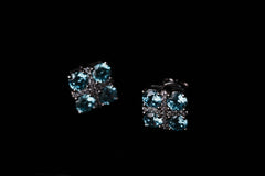 MOMENT MUSE|925 silver Ice blue small cube sugar moissanite diamond Simple stud earrings 18k gold