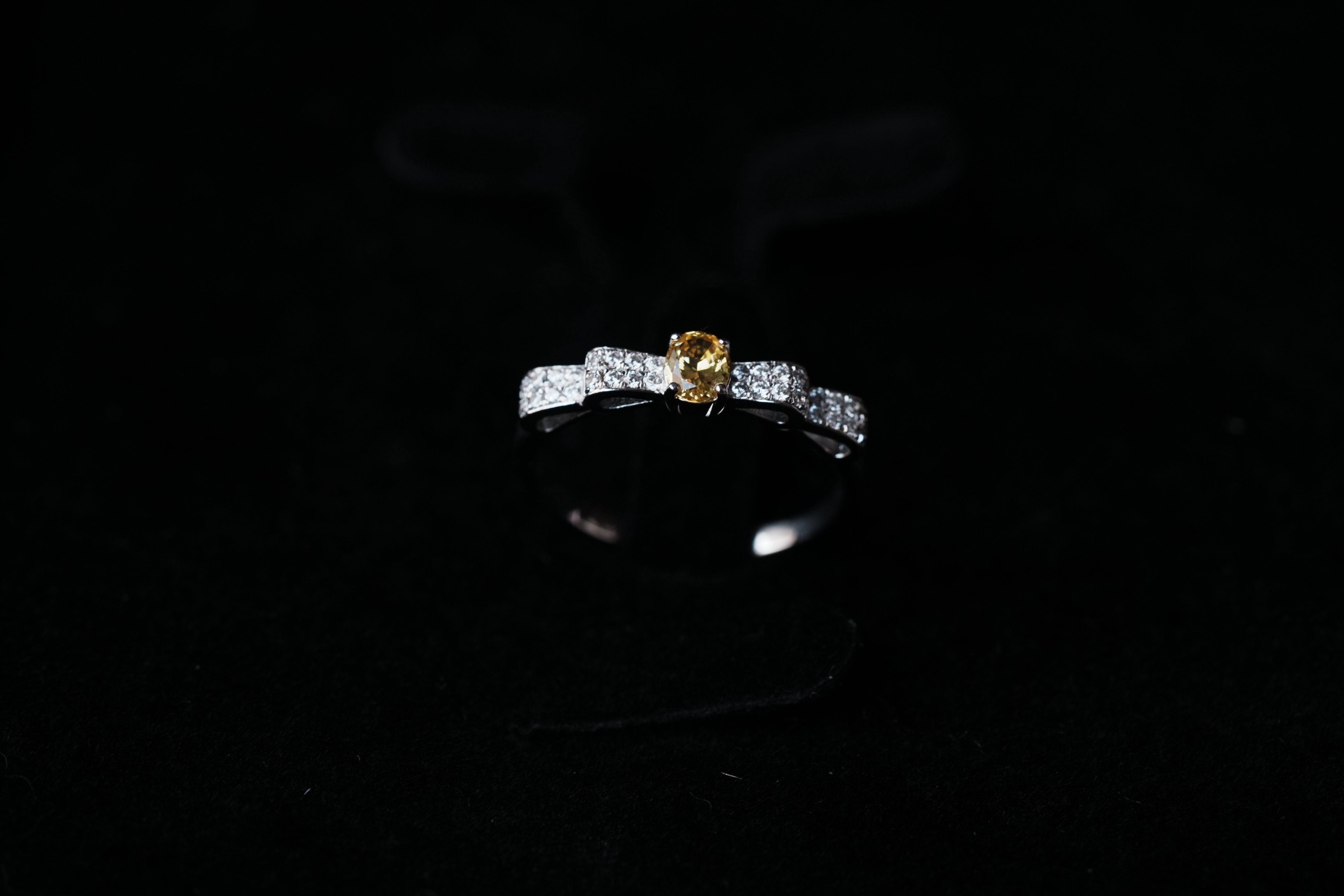 Monment Muse|925 silver gem bow diamond ring white 18K gold