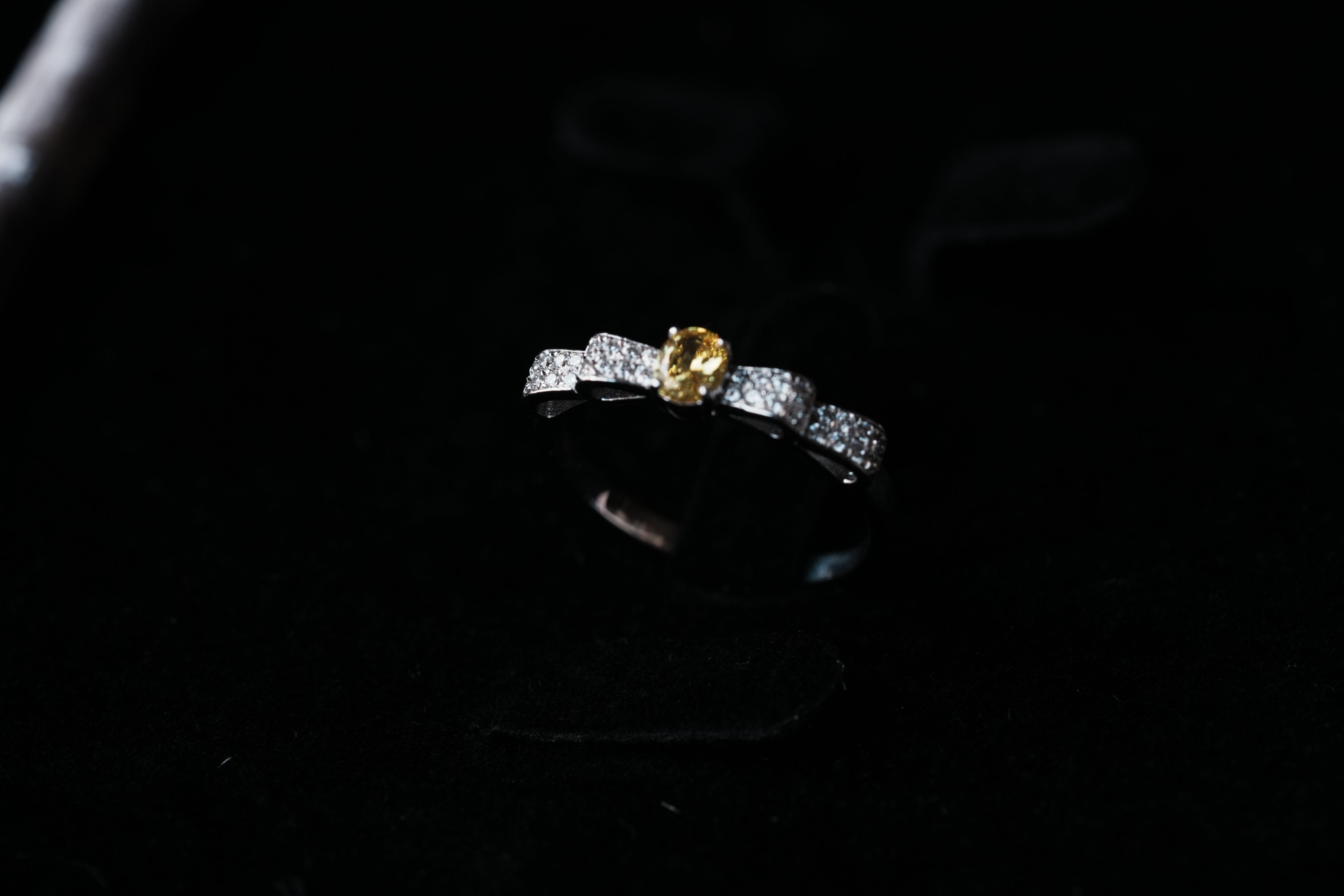 Monment Muse|925 silver gem bow diamond ring white 18K gold