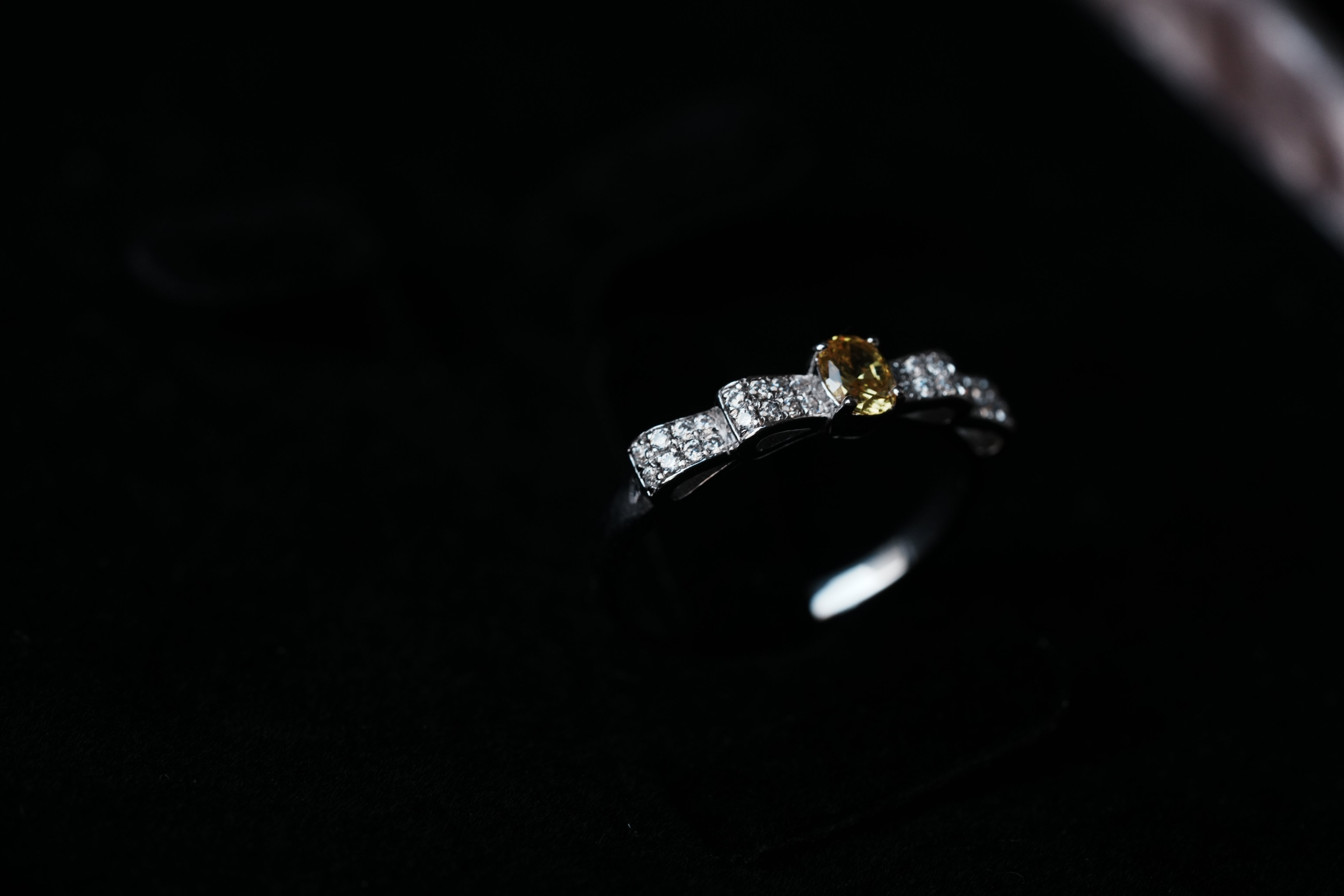 Monment Muse|925 silver gem bow diamond ring white 18K gold