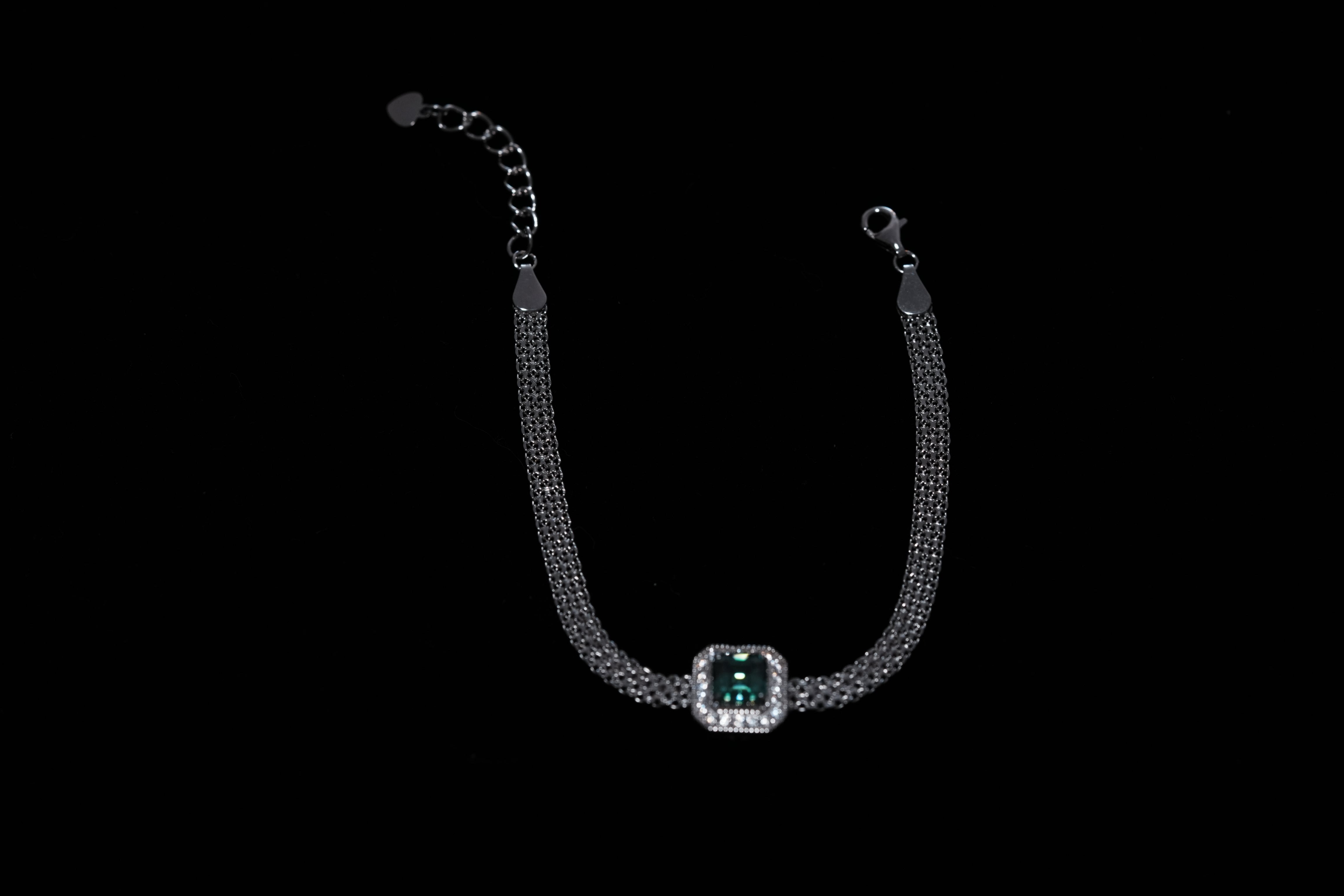 Monment Muse|925 silver Cultivate emeralds for jewelry  white 18K gold Dinner bracelet